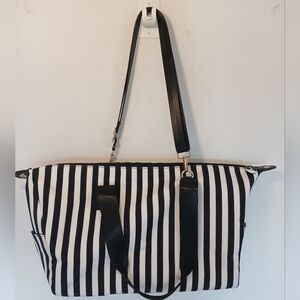 Alice + Olivia Black and White Striped Tote Bag